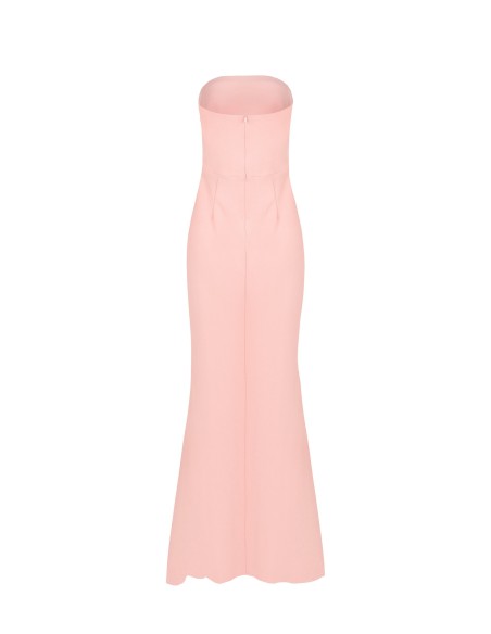 Robe longue asymétrique en crêpe scuba avec épingles dorées Rinascimento