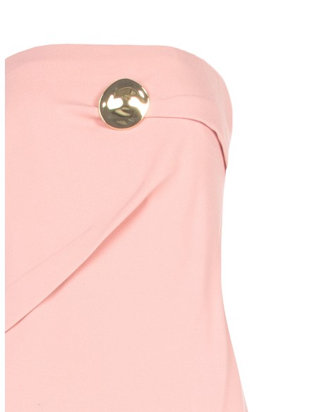 Robe longue asymétrique en crêpe scuba avec épingles dorées Rinascimento