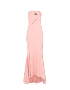 Robe longue asymétrique en crêpe scuba avec épingles dorées Rinascimento