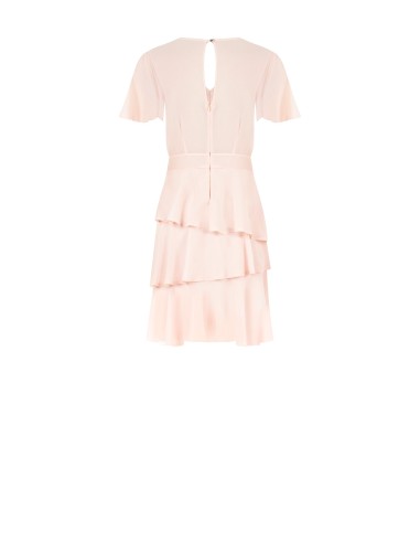 Georgette Ruffle Short Dress With V-Neckline And 3 Buttons Rinascimento