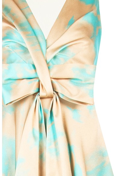 Robe midi en crêpe de satin avec col en V Rinascimento