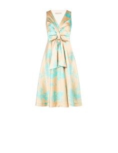 Robe midi en crêpe de satin avec col en V Rinascimento