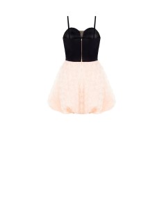 Robe courte ballon avec effet tridimensionnel en tulle rose délicat et bustier en satin Rinascimento 2