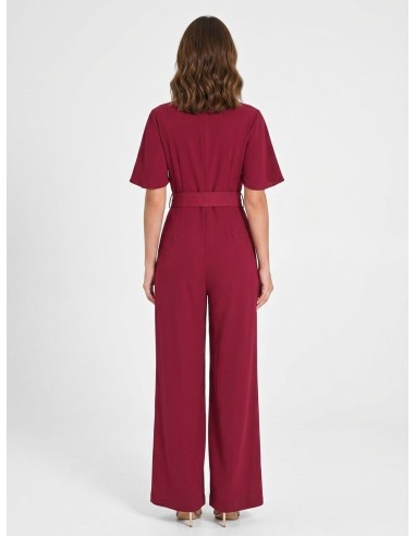 Jumpsuit van soepelvallende stof met bijpassende stevige riem en overslaghals, Rinascimento