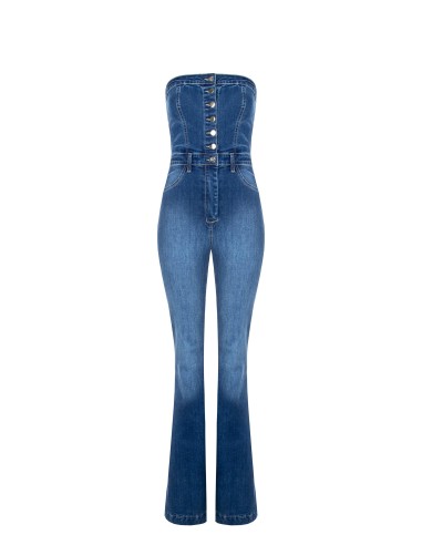 Denim jumpsuit met wijde pijpen van Rinascimento