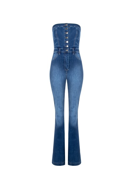 Denim jumpsuit met wijde pijpen van Rinascimento