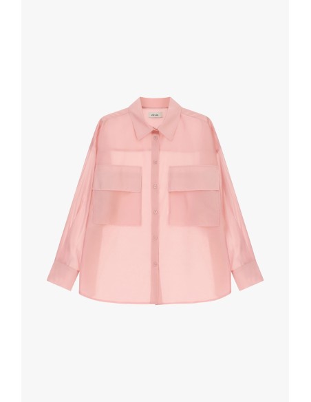 Chemise transparente avec poches avant surdimensionnées Dixie