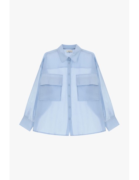 Chemise transparente avec poches avant surdimensionnées Dixie