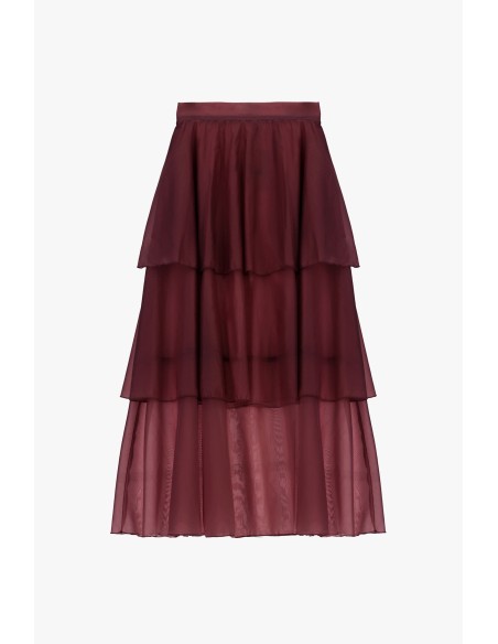 Dixie midi-rok met ruches en transparante lagen