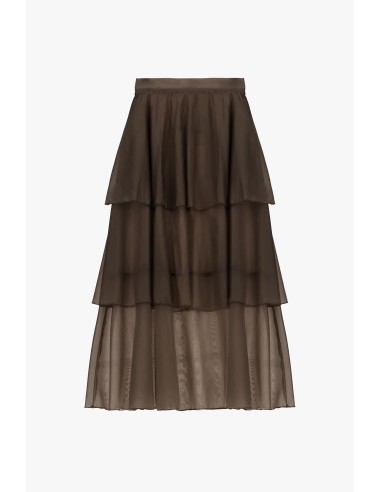 Dixie midi-rok met ruches en transparante lagen