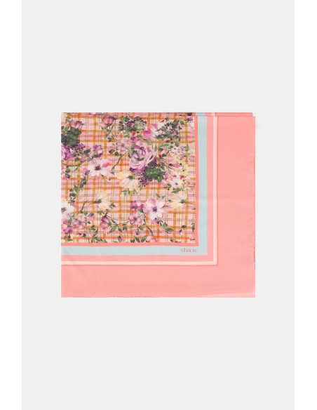 Vierkante sjaal met bloemenmotief en contrasterende rand Dixie