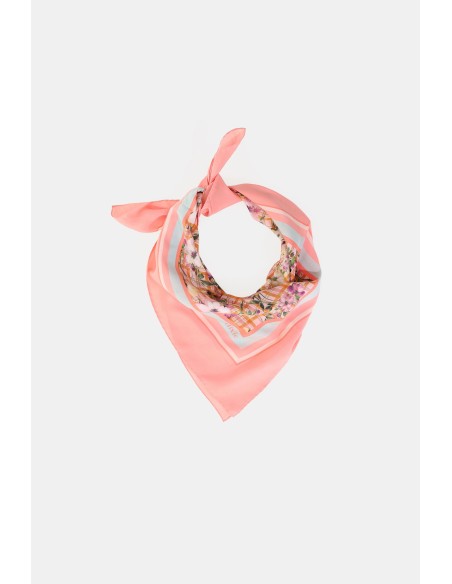 Foulard carré avec fantaisie florale et bordure contrastée Dixie