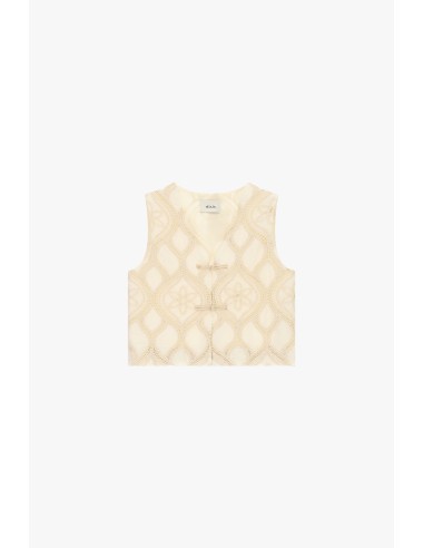 Gilet court brodé avec fermeture à nœuds Dixie