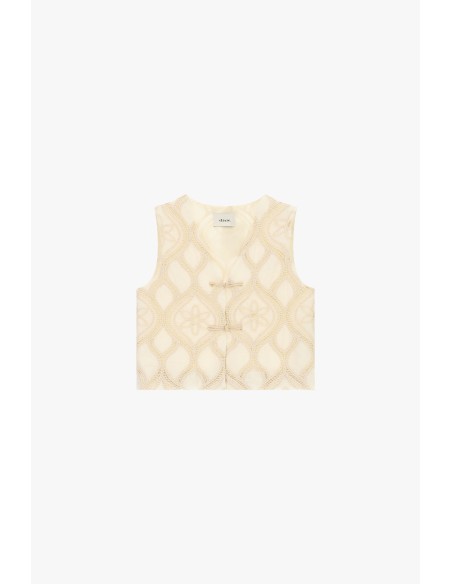 Kort geborduurd gilet met knoopsluiting Dixie