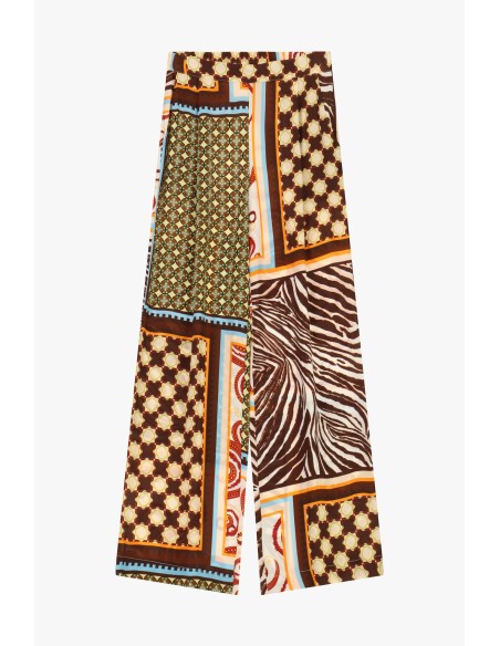 Dixie Palazzo-broek met patchworkprint en wijde pijpen