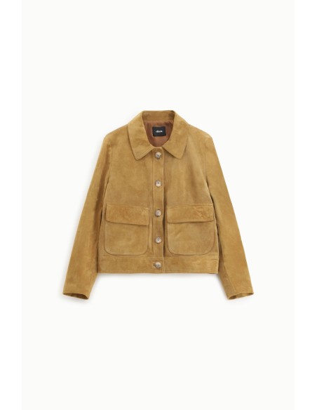 Veste en cuir avec poches avant et boutons Dixie