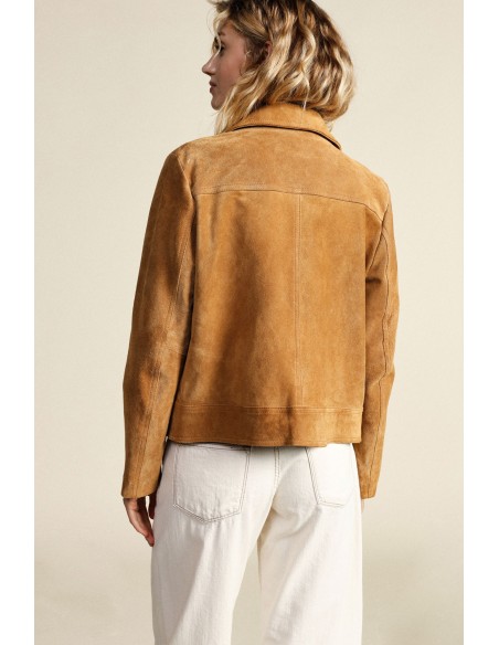 Veste en cuir avec poches avant et boutons Dixie