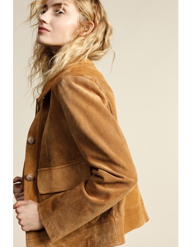 Veste en cuir avec poches avant et boutons Dixie