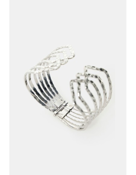 Bracelet rigide géométrique avec texture martelée Dixie