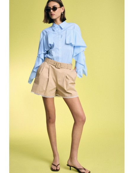 Regular-fit shorts met tailleband en geperforeerde zoom, alsjeblieft