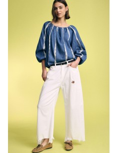 Pantalon palazzo taille haute à ourlet effiloché s’il vous plaît
