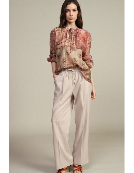 Pantalon palazzo à taille élastiquée avec pinces Dixie