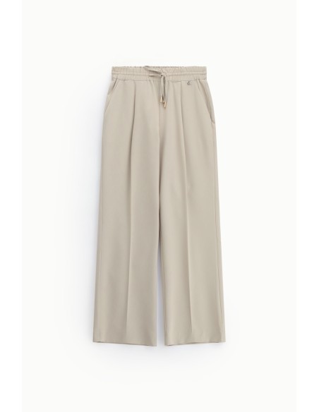 Pantalon palazzo à taille élastiquée avec pinces Dixie