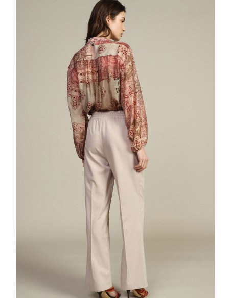 Pantalon palazzo à taille élastiquée avec pinces Dixie