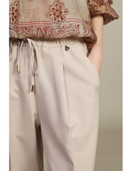Dixie Palazzo-broek met elastische taille en plooien