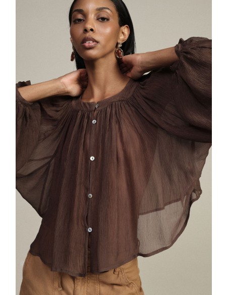 Wijde blouse met pofmouwen en strikken Dixie