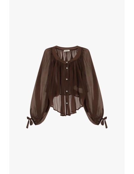 Wijde blouse met pofmouwen en strikken Dixie