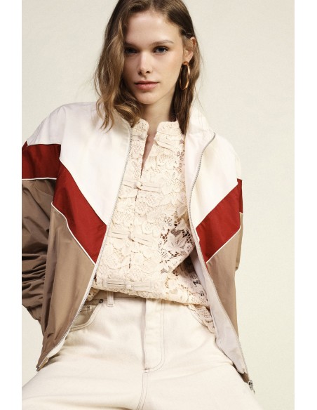 Bomber zippé à motif géométrique et poignets élastiqués Dixie
