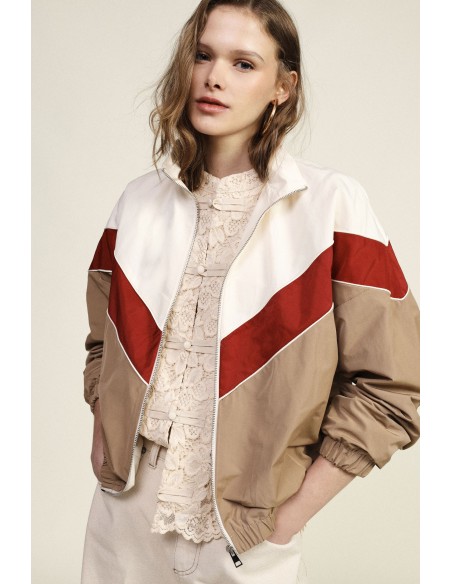 Bomber zippé à motif géométrique et poignets élastiqués Dixie
