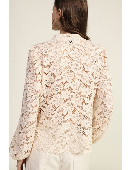 Blouse en dentelle à manches longues avec détails noués Dixie