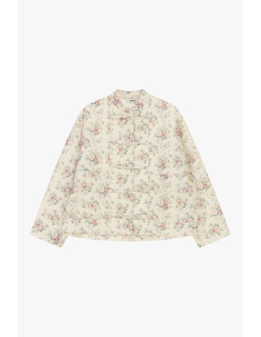 Dixie gewatteerd jack met bloemenprint en striksluiting