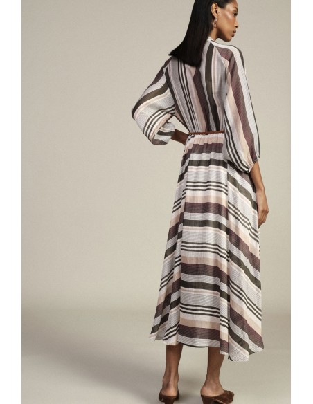 Robe longue à rayures avec ceinture tressée Dixie