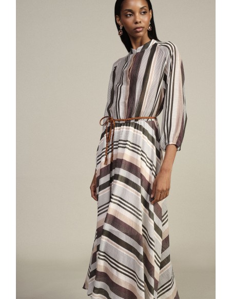 Robe longue à rayures avec ceinture tressée Dixie