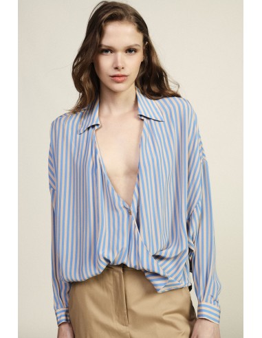Gestreepte overslagblouse met klassieke kraag Dixie