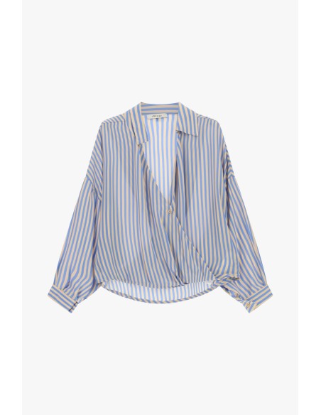 Blouse rayée croisée à col classique Dixie