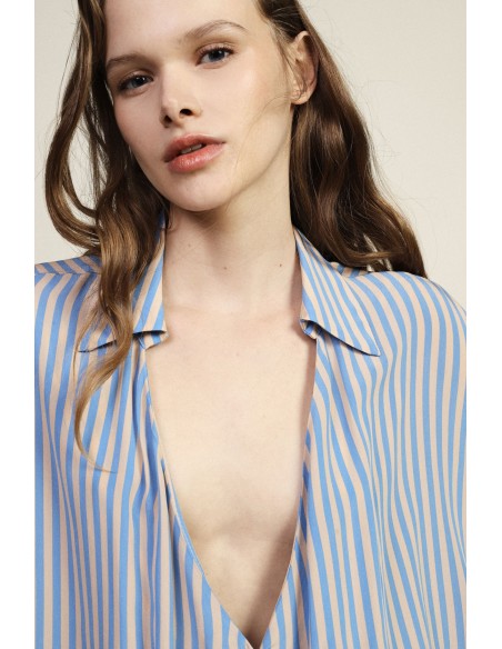 Blouse rayée croisée à col classique Dixie
