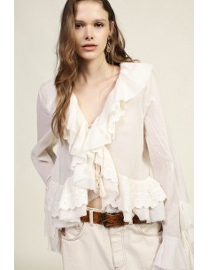 Blouse courte à volants et manches amples Dixie