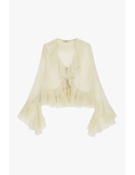 Blouse courte à volants et manches amples Dixie