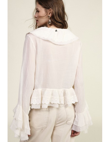 Korte blouse met ruches en wijde mouwen Dixie