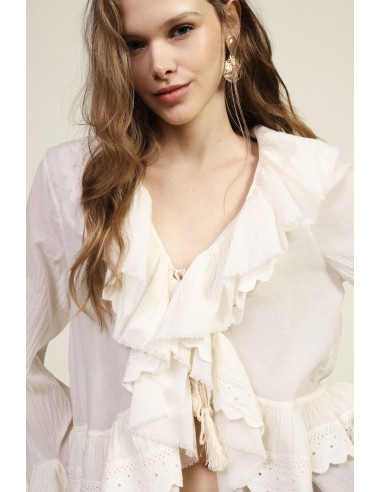 Korte blouse met ruches en wijde mouwen Dixie