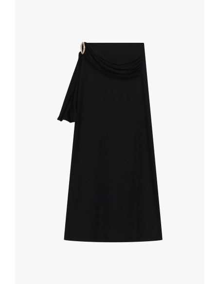 Dixie midi-rok met drapering en juweeldetail