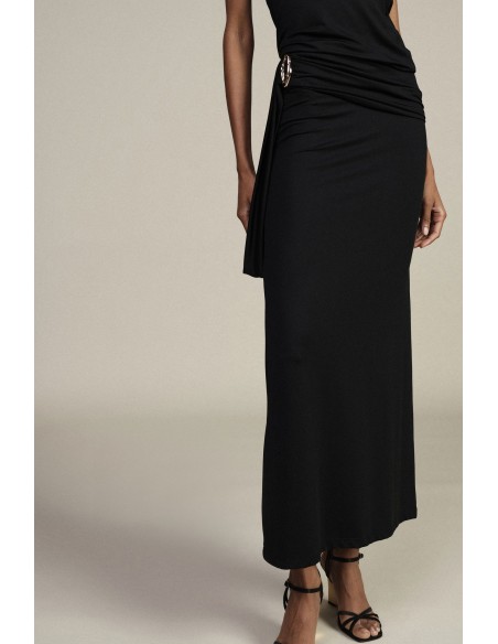 Jupe midi drapée avec détail bijou Dixie