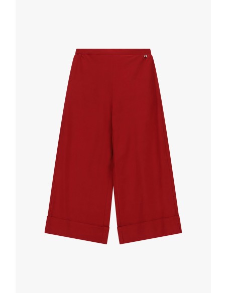 Pantalon palazzo cropped avec maxi revers Dixie