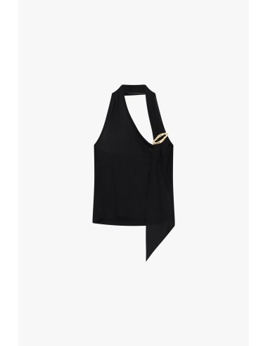 Top asymétrique avec détail broche dorée Dixie