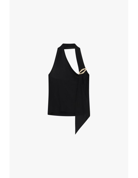 Asymmetrische top met gouden brochedetail Dixie