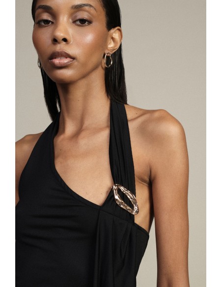 Asymmetrische top met gouden brochedetail Dixie